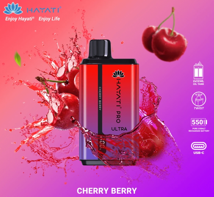 Hayati Pro Ultra 15000 Puffs Vape - الكرز والتوت: تجربة فيب استثنائية في عالم التدخين الإلكتروني